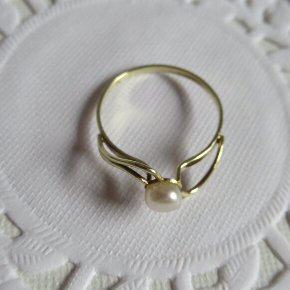 Pearl Ring, 585 (14K) Gold, Vintage, 5mm - Picture 6 of 8